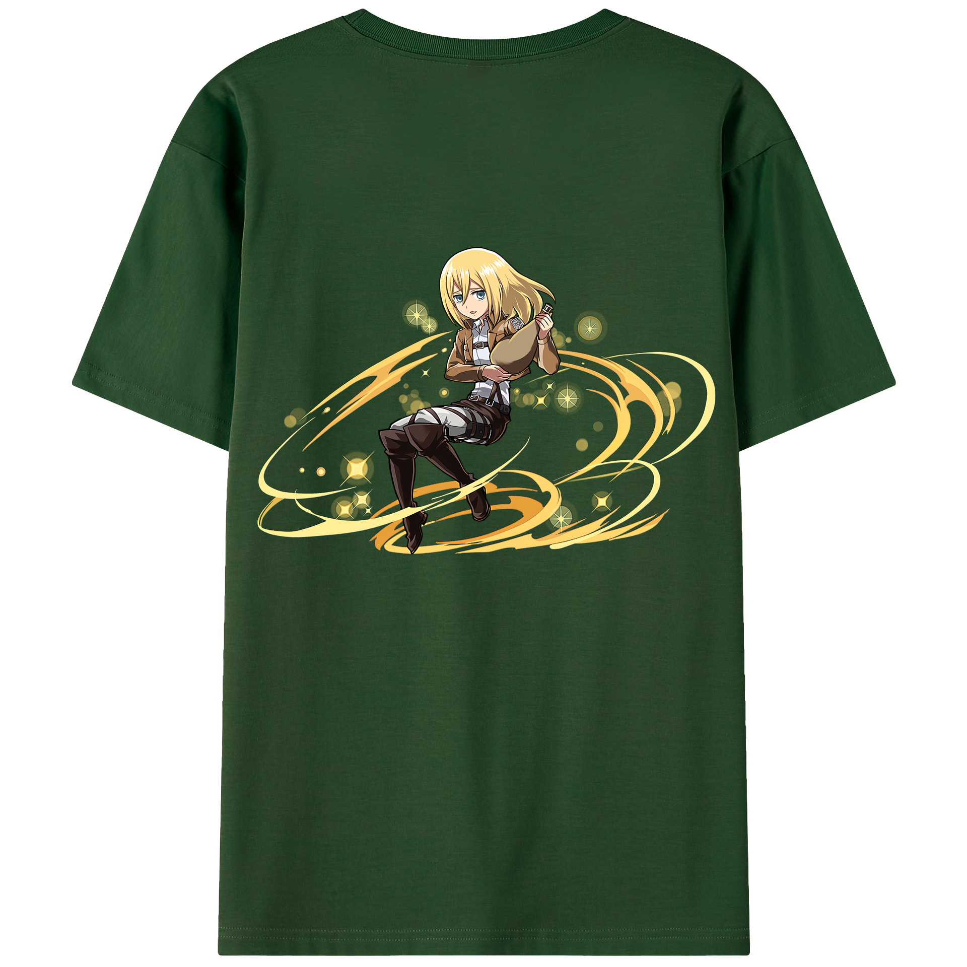 （画像用） 進撃の巨人 クリスタ·レンズ Attack on Titan Christa Lenz 綿100％半袖Tシャツ（背面プリント）